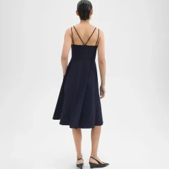 Theory Square Neck Dress In Good Linen-Women Dresses