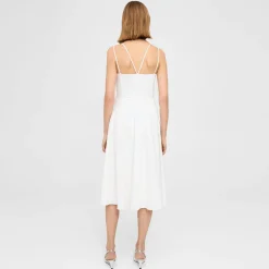 Theory Square Neck Dress In Good Linen-Women Dresses