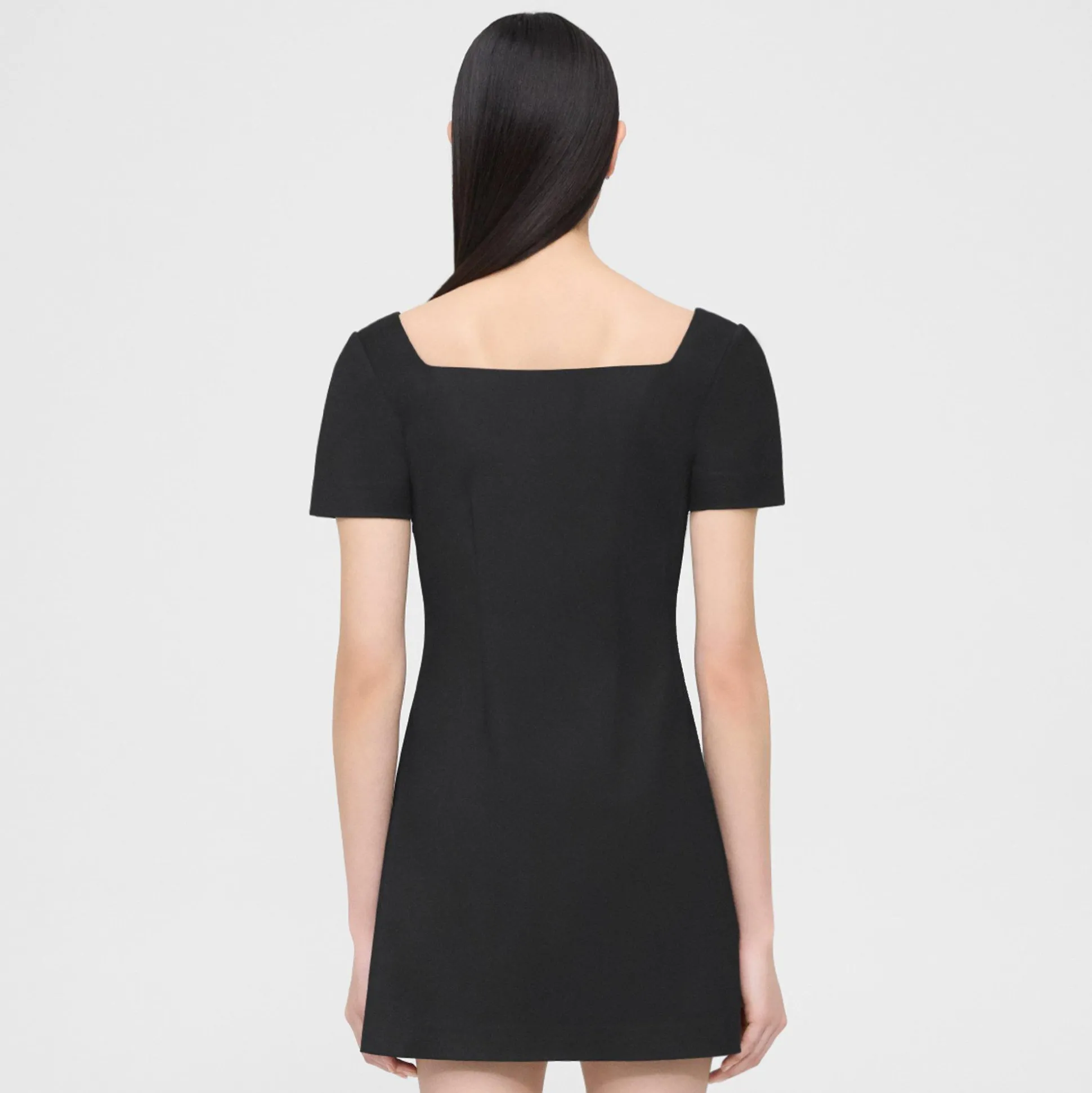 Theory Square Neck Mini Dress In Cotton-Blend-Women Dresses