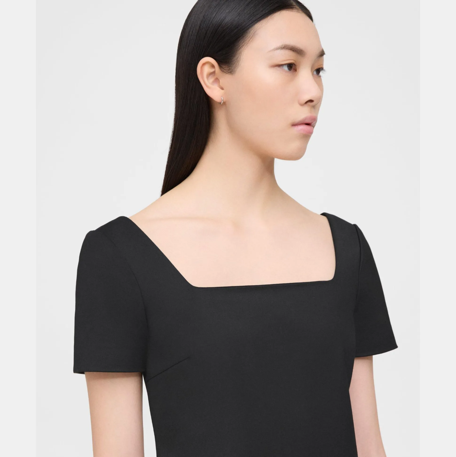 Theory Square Neck Mini Dress In Cotton-Blend-Women Dresses
