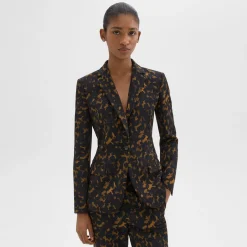 Theory Staple Blazer In Tortoiseshell Printed Crepe-Women Suits|Blazers + Jackets