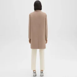 Theory Straight Car Coat In Double-Face Wool-Cashmere-Women Outerwear