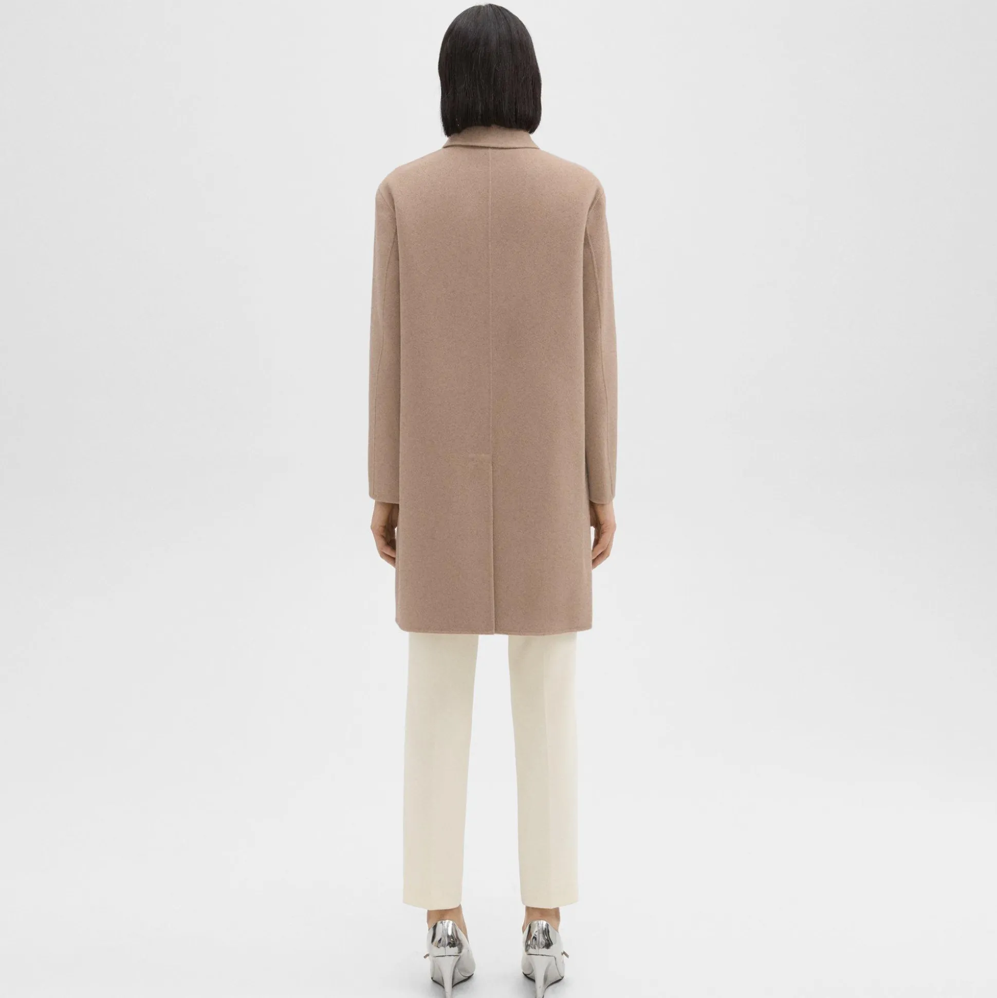 Theory Straight Car Coat In Double-Face Wool-Cashmere-Women Outerwear