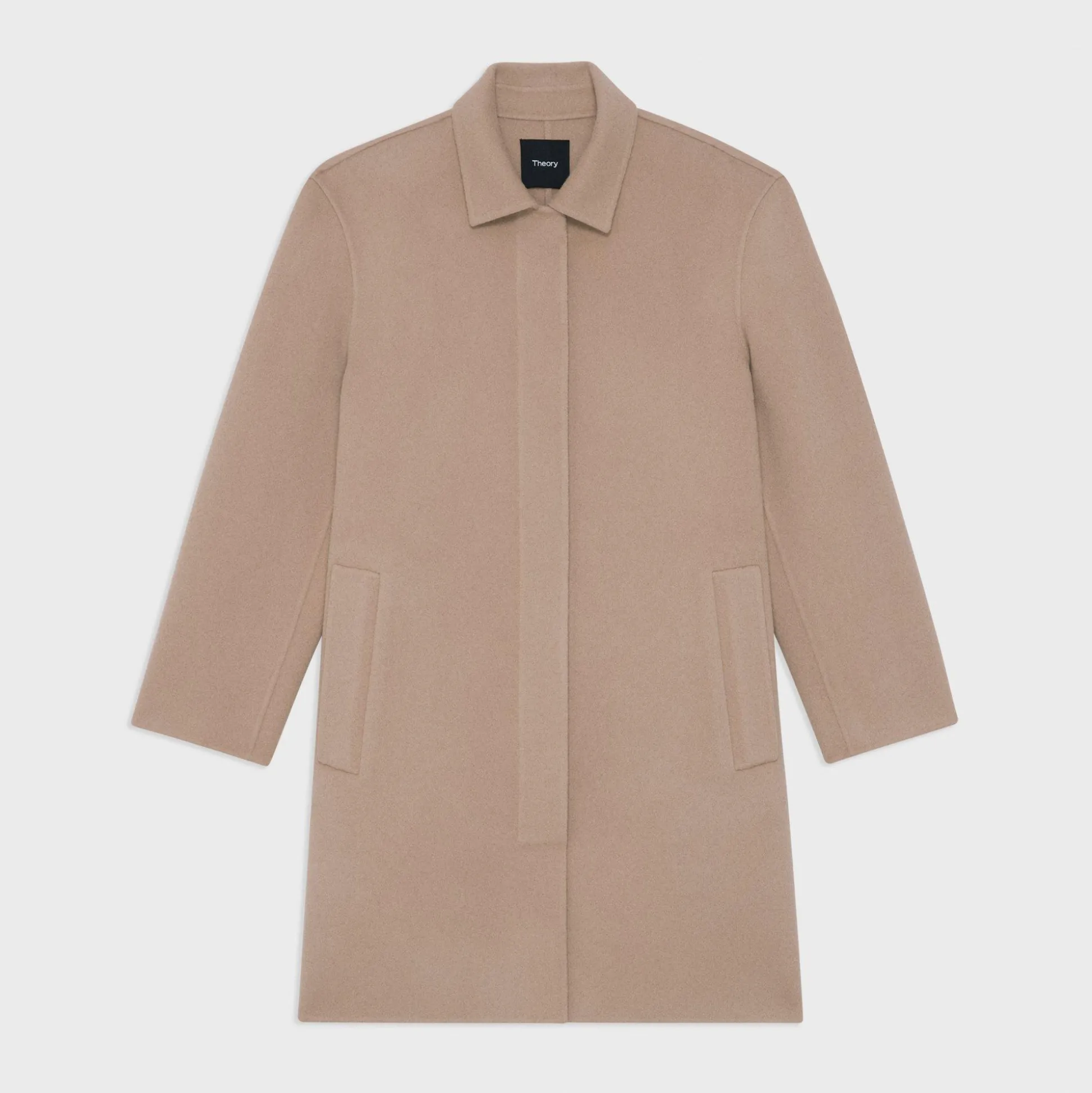 Theory Straight Car Coat In Double-Face Wool-Cashmere-Women Outerwear
