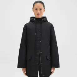 Theory Straight Parka In Recycled Nylon-Women Outerwear