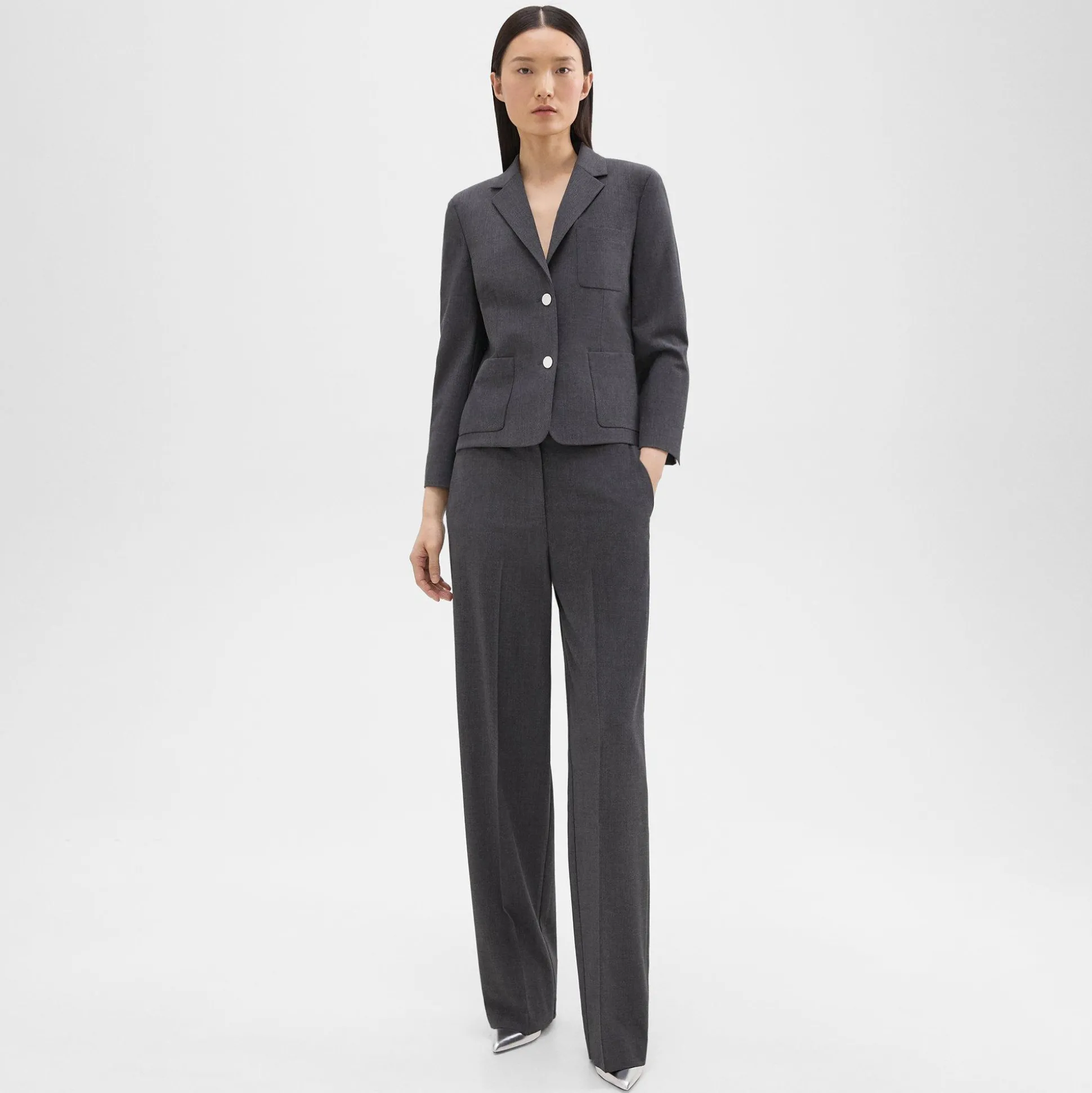 Theory Straight-Leg Pant In Good Wool-Women Pants
