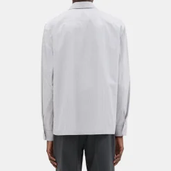 Theory Striped Cotton-Blend Shirt Jacket-Men Shirts