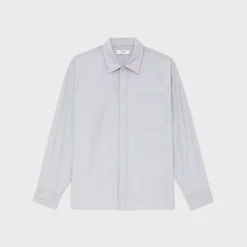 Theory Striped Cotton-Blend Shirt Jacket-Men Shirts