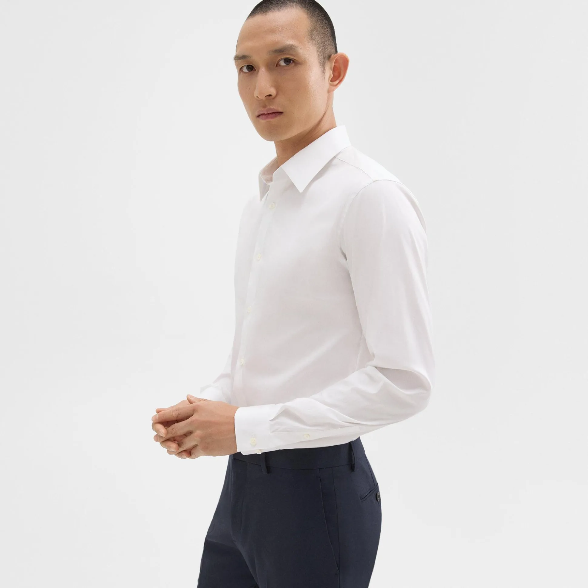 Theory Sylvain Shirt In Good Cotton-Men Shirts