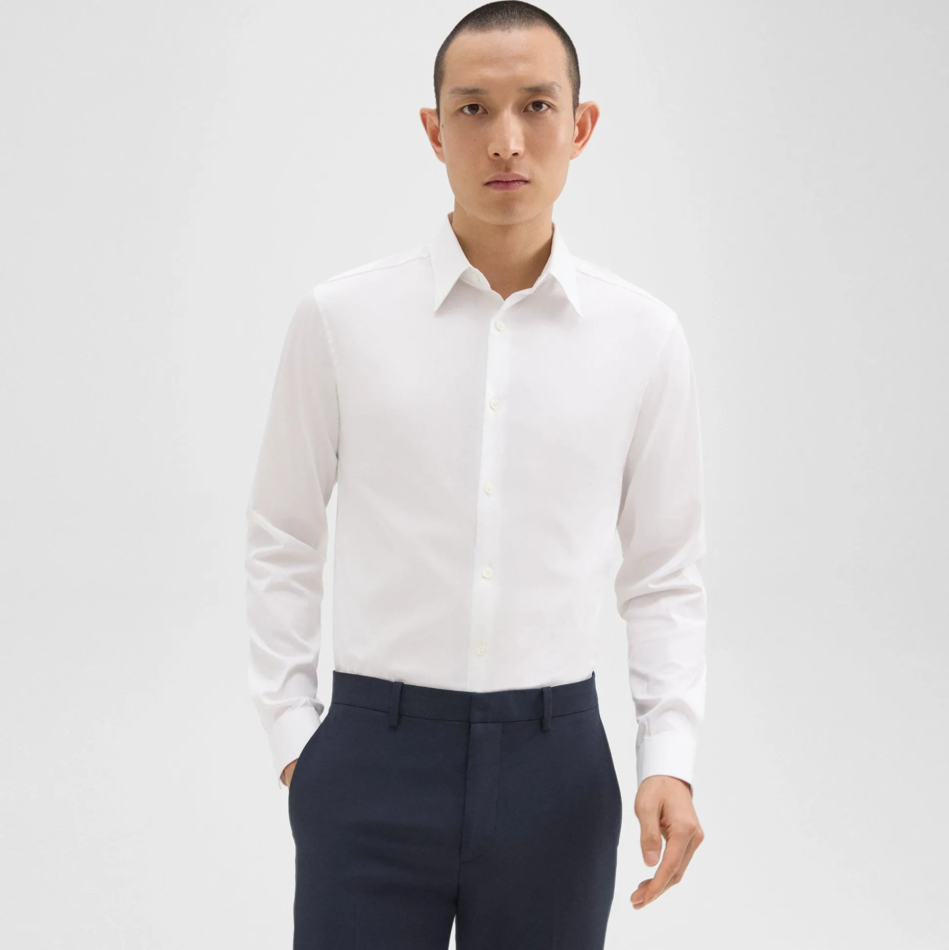 Theory Sylvain Shirt In Good Cotton-Men Shirts