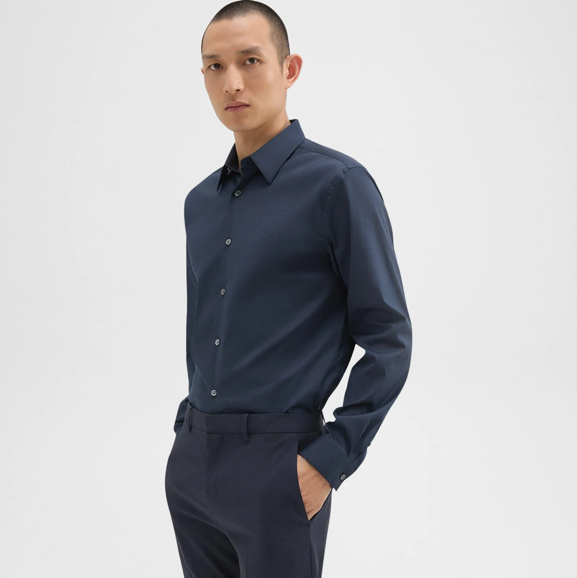Theory Sylvain Shirt In Good Cotton-Men Shirts