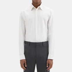 Theory Sylvain Shirt In Striped Structure Knit-Men Shirts