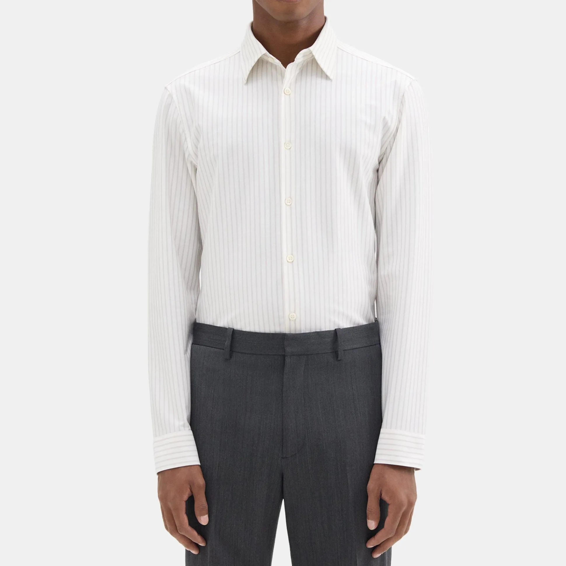 Theory Sylvain Shirt In Striped Structure Knit-Men Shirts