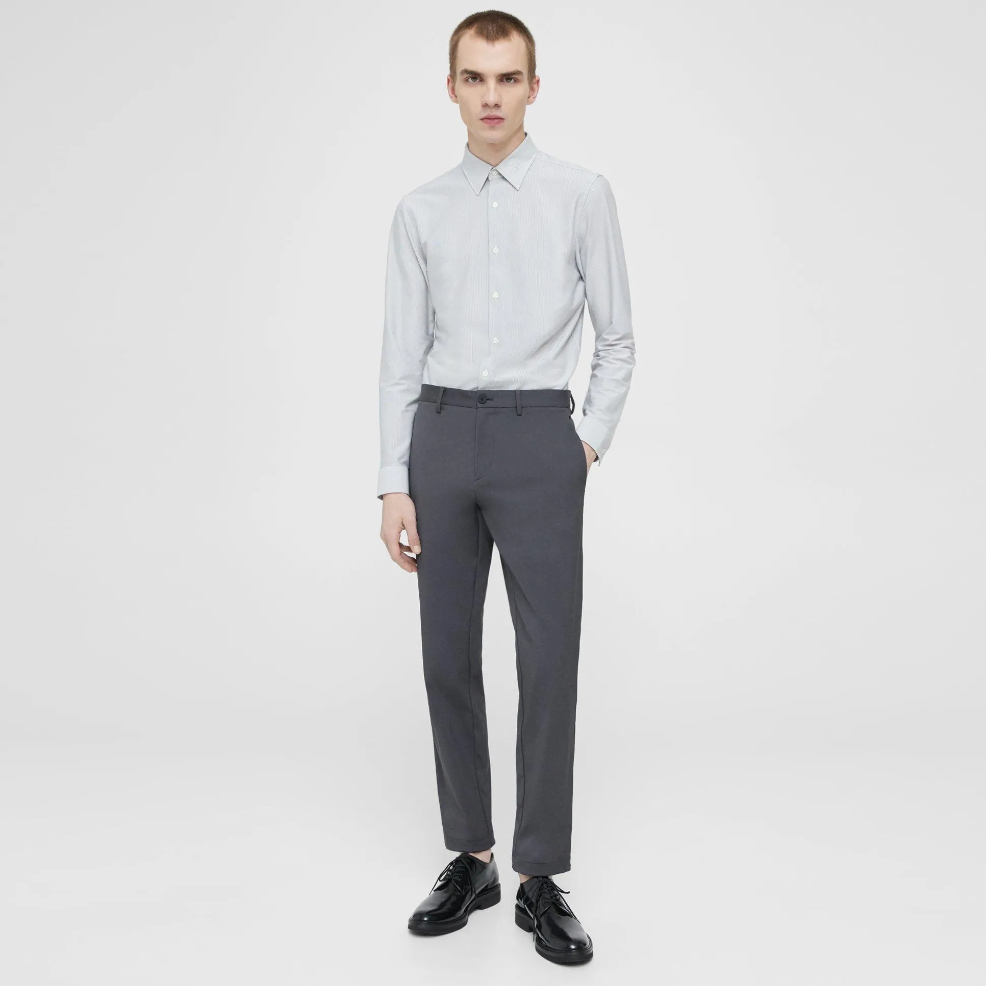 Theory Sylvain Shirt In Striped Cotton Blend-Men Shirts
