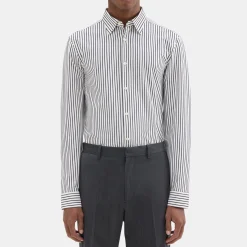 Theory Sylvain Shirt In Striped Structure Knit-Men Shirts