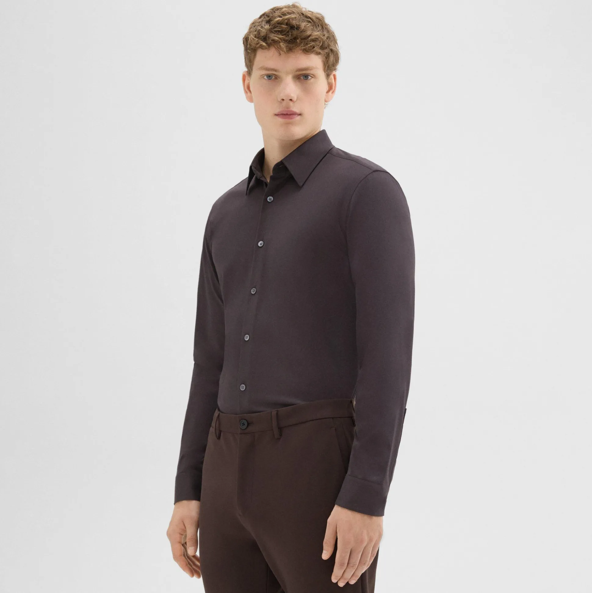 Theory Sylvain Shirt In Structure Knit-Men Shirts