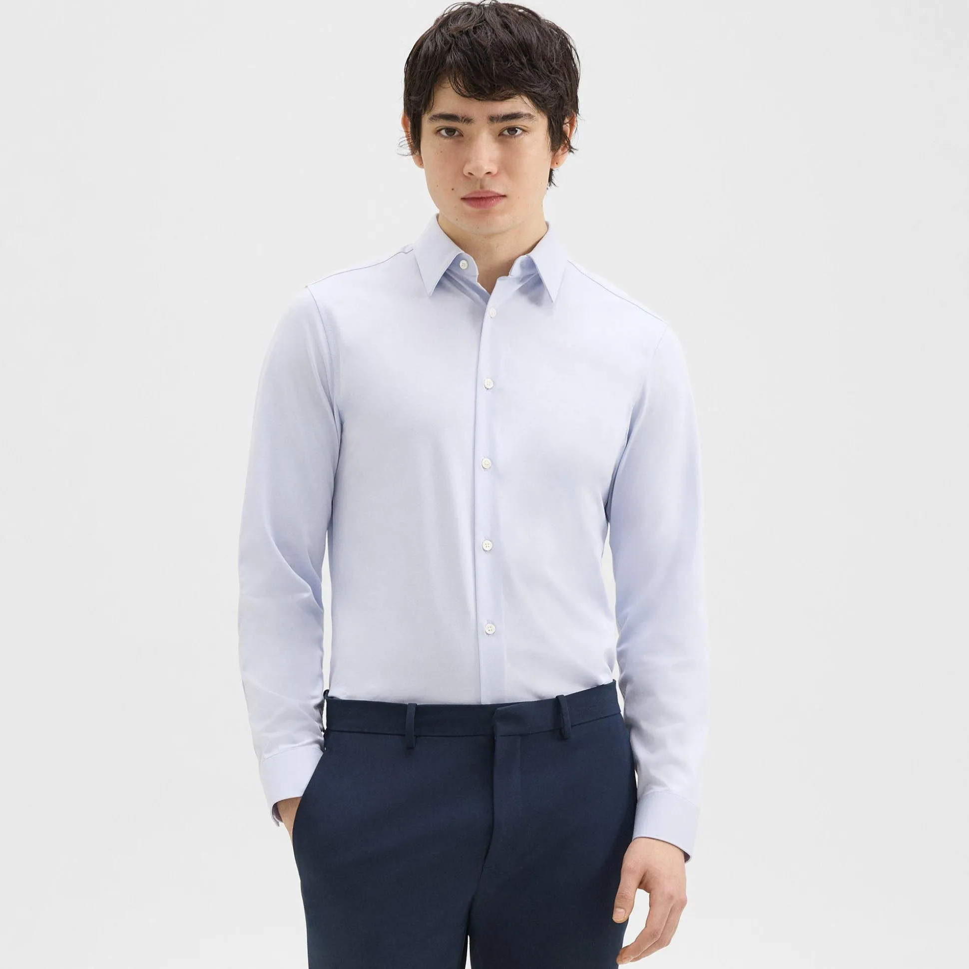 Theory Sylvain Shirt In Structure Knit-Men Shirts