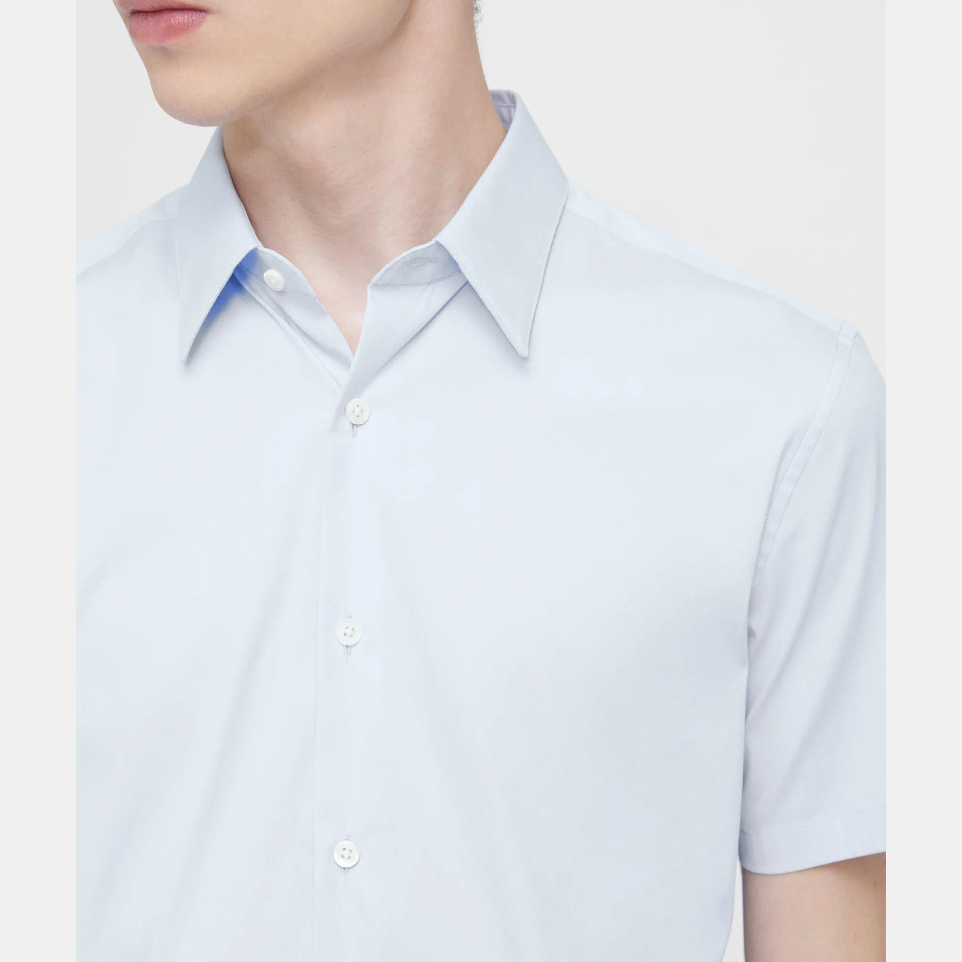 Theory Sylvain Short-Sleeve Shirt In Good Cotton-Men Shirts