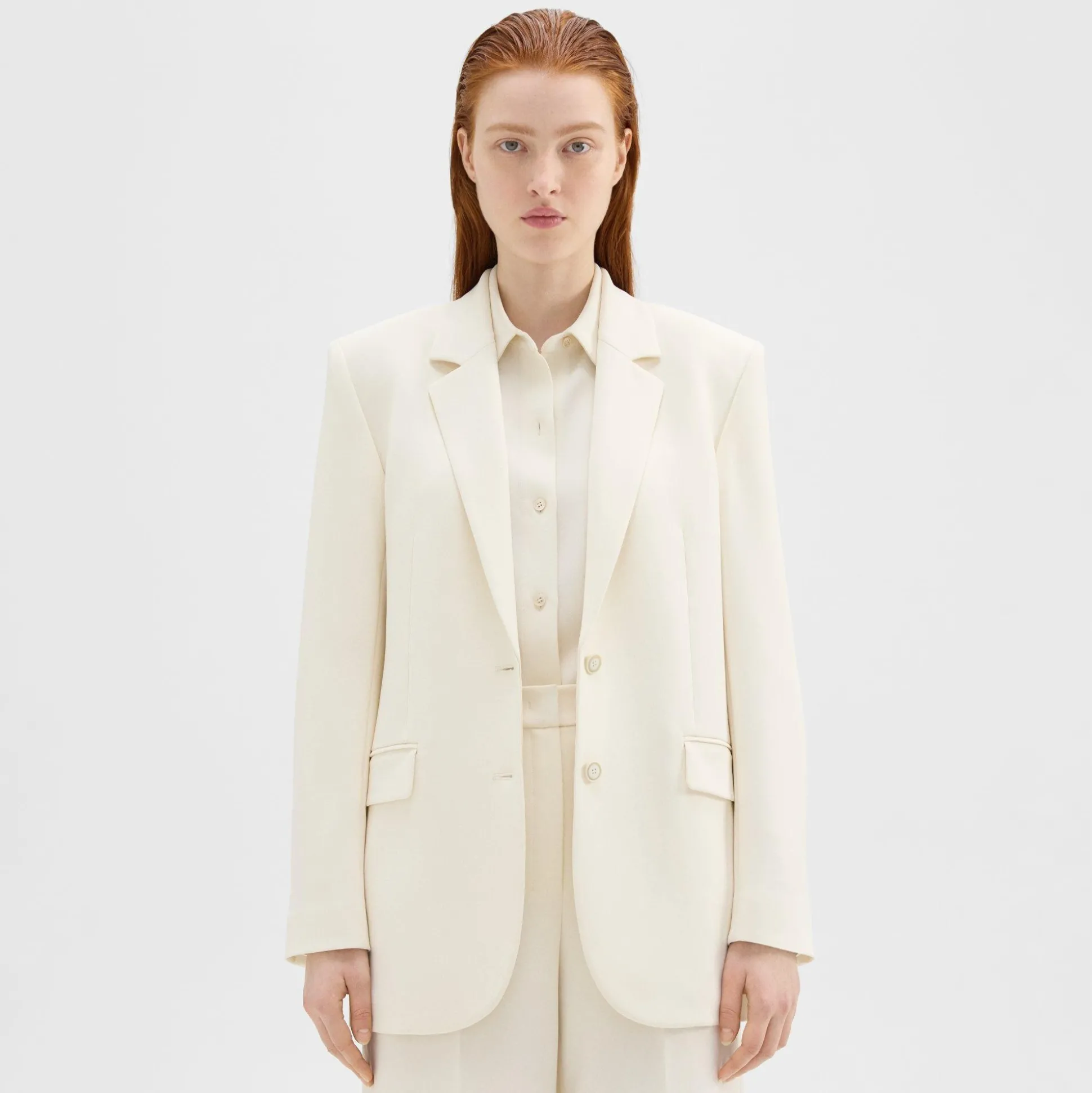 Theory Tailored Slim Blazer In Admiral Crepe-Women Blazers + Jackets