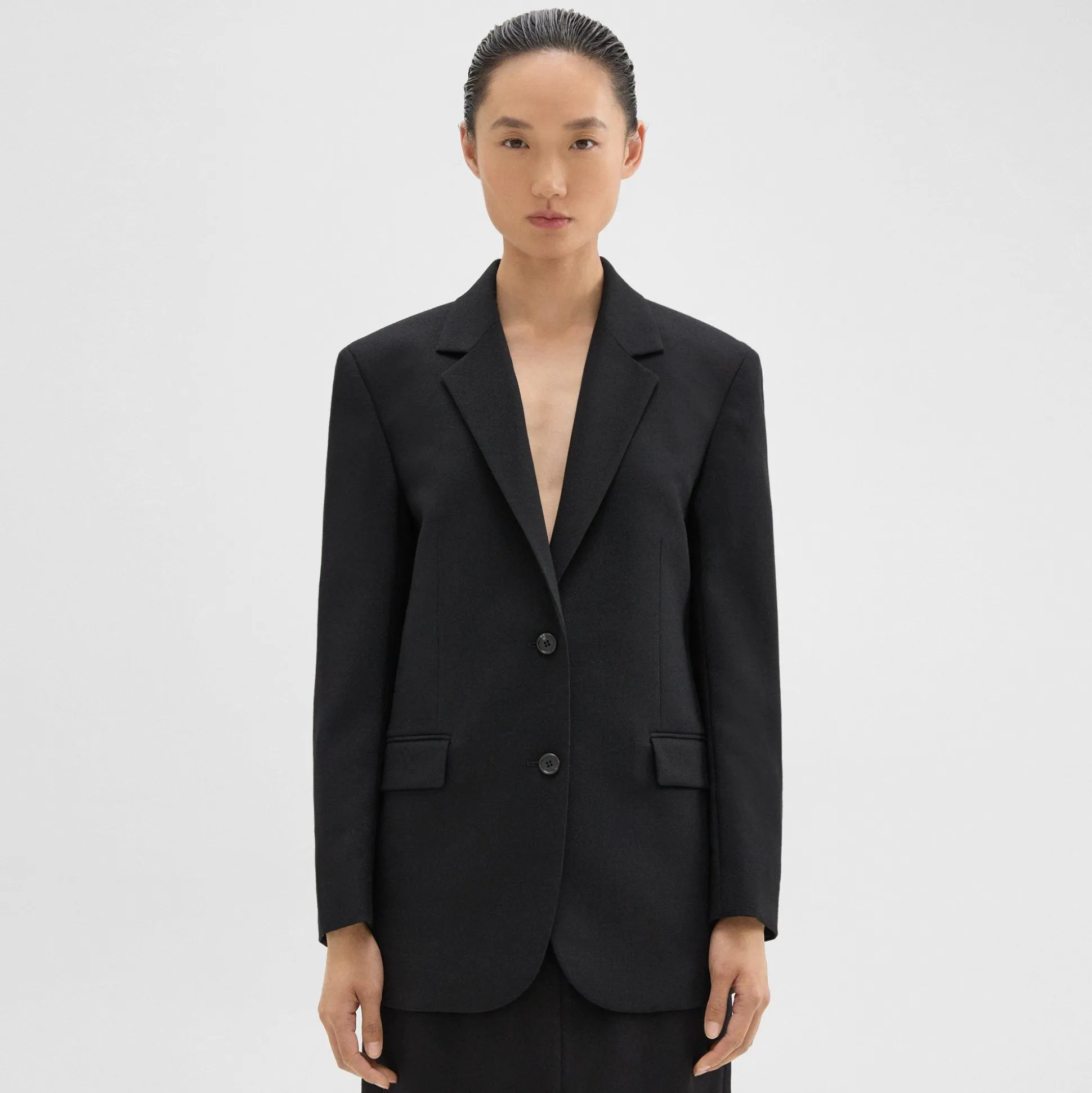 Theory Tailored Slim Blazer In Wool Canvas-Women Suits|Blazers + Jackets
