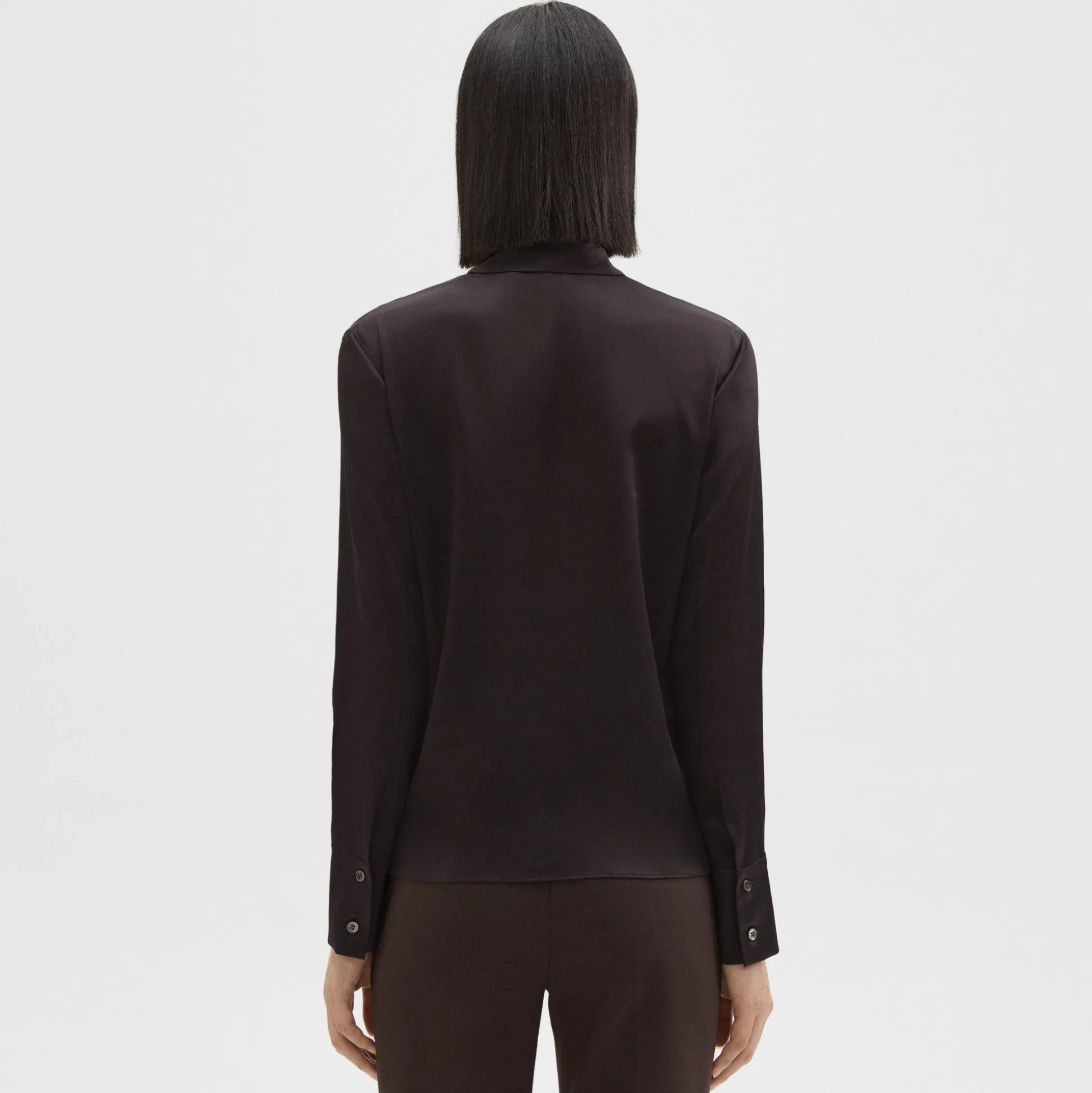 Theory Tie Neck Blouse In Satin-Women Tops