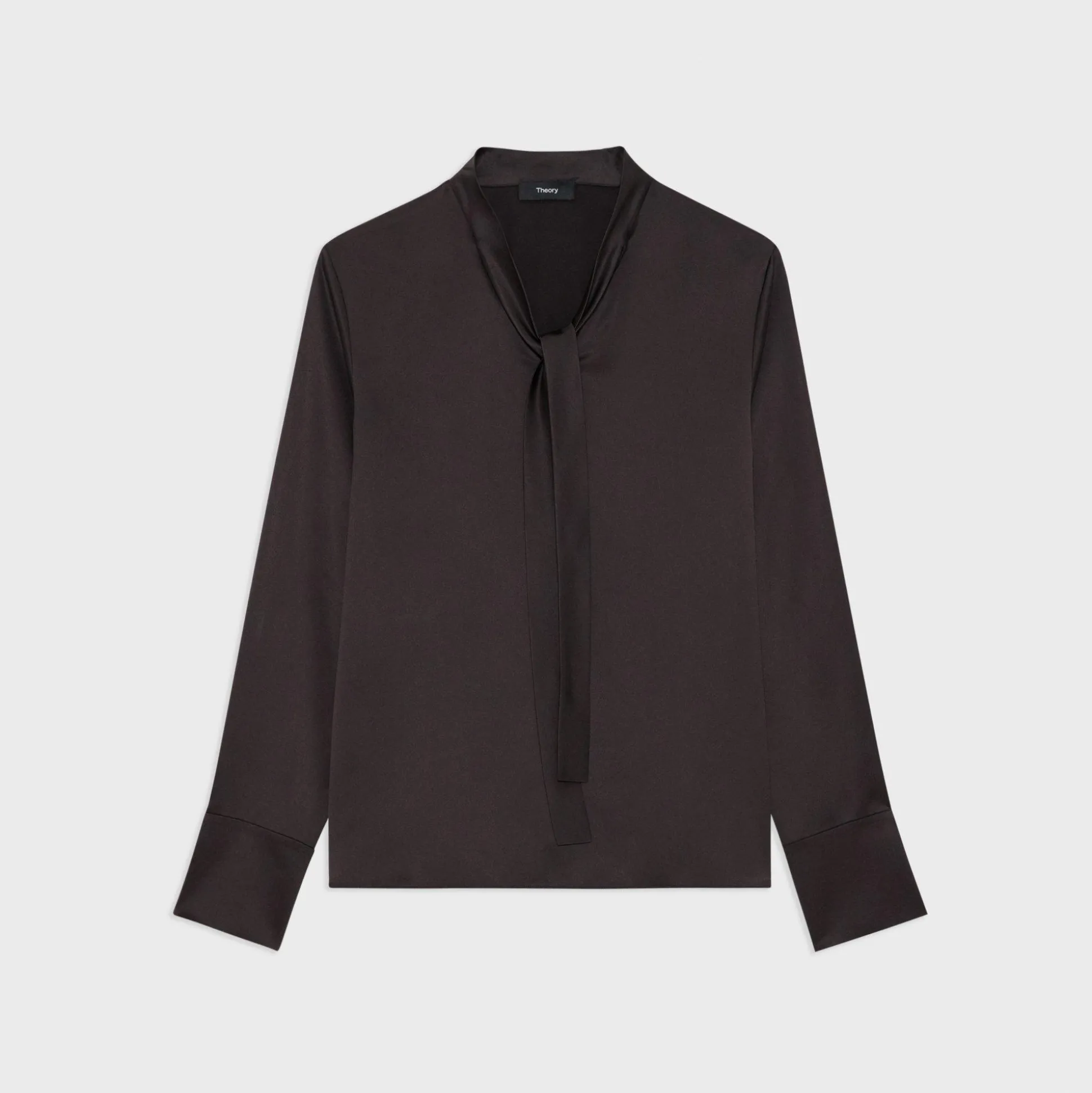 Theory Tie Neck Blouse In Satin-Women Tops