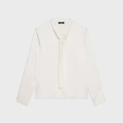 Theory Tie Neck Blouse In Satin-Women Tops