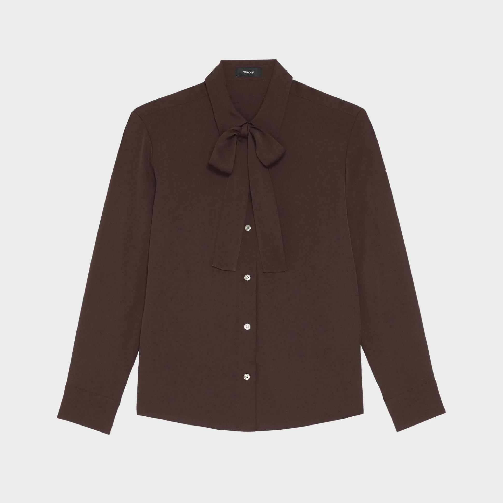 Theory Tie Neck Blouse In Silk Georgette-Women Tops