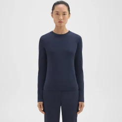 Theory Tiny Long-Sleeve Tee In Organic Cotton-Women T-Shirts