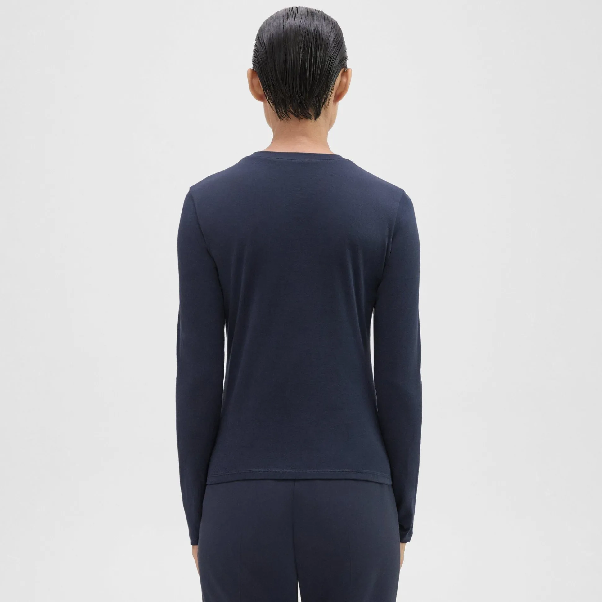 Theory Tiny Long-Sleeve Tee In Organic Cotton-Women T-Shirts