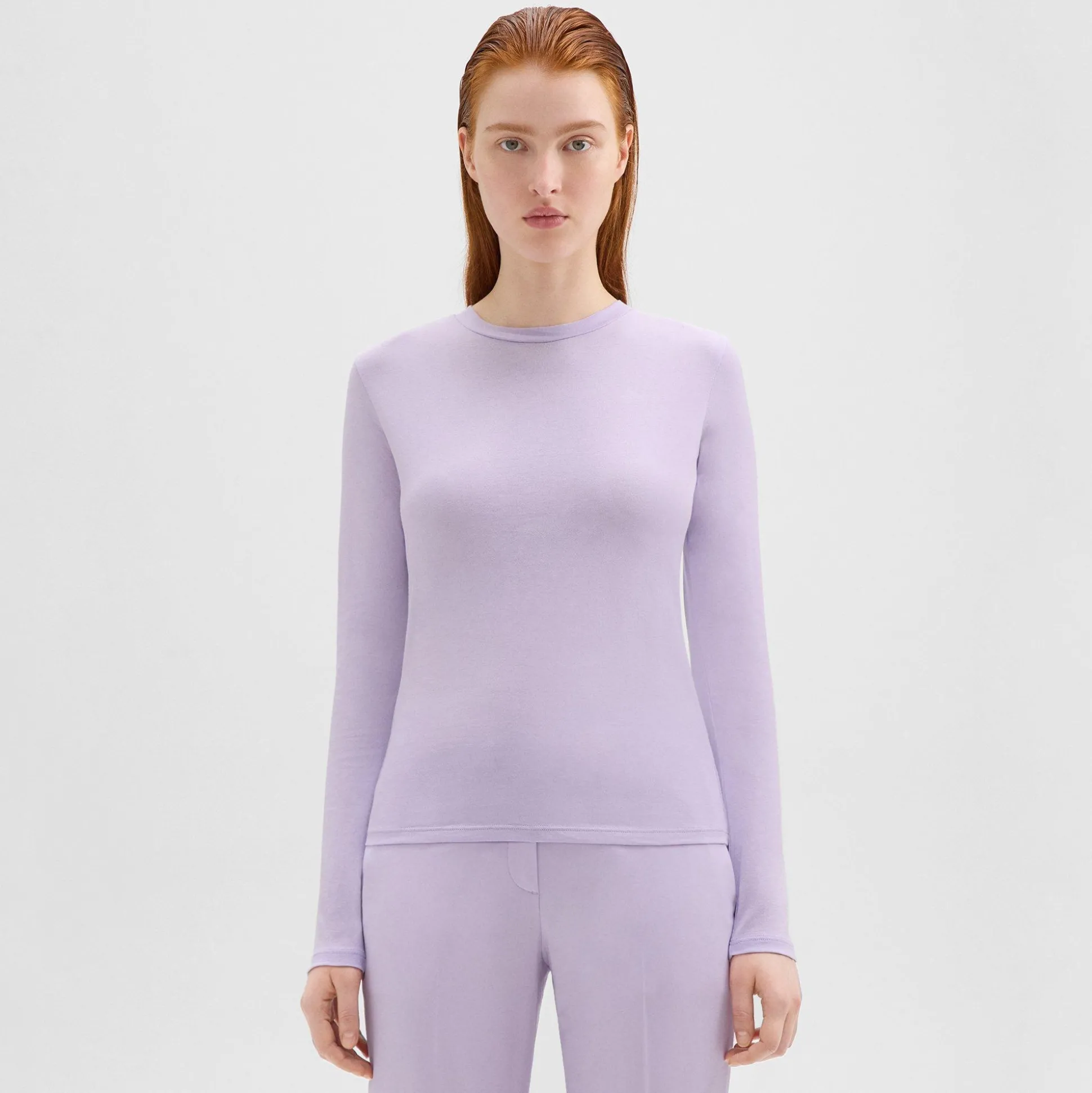 Theory Tiny Long-Sleeve Tee In Organic Cotton-Women T-Shirts