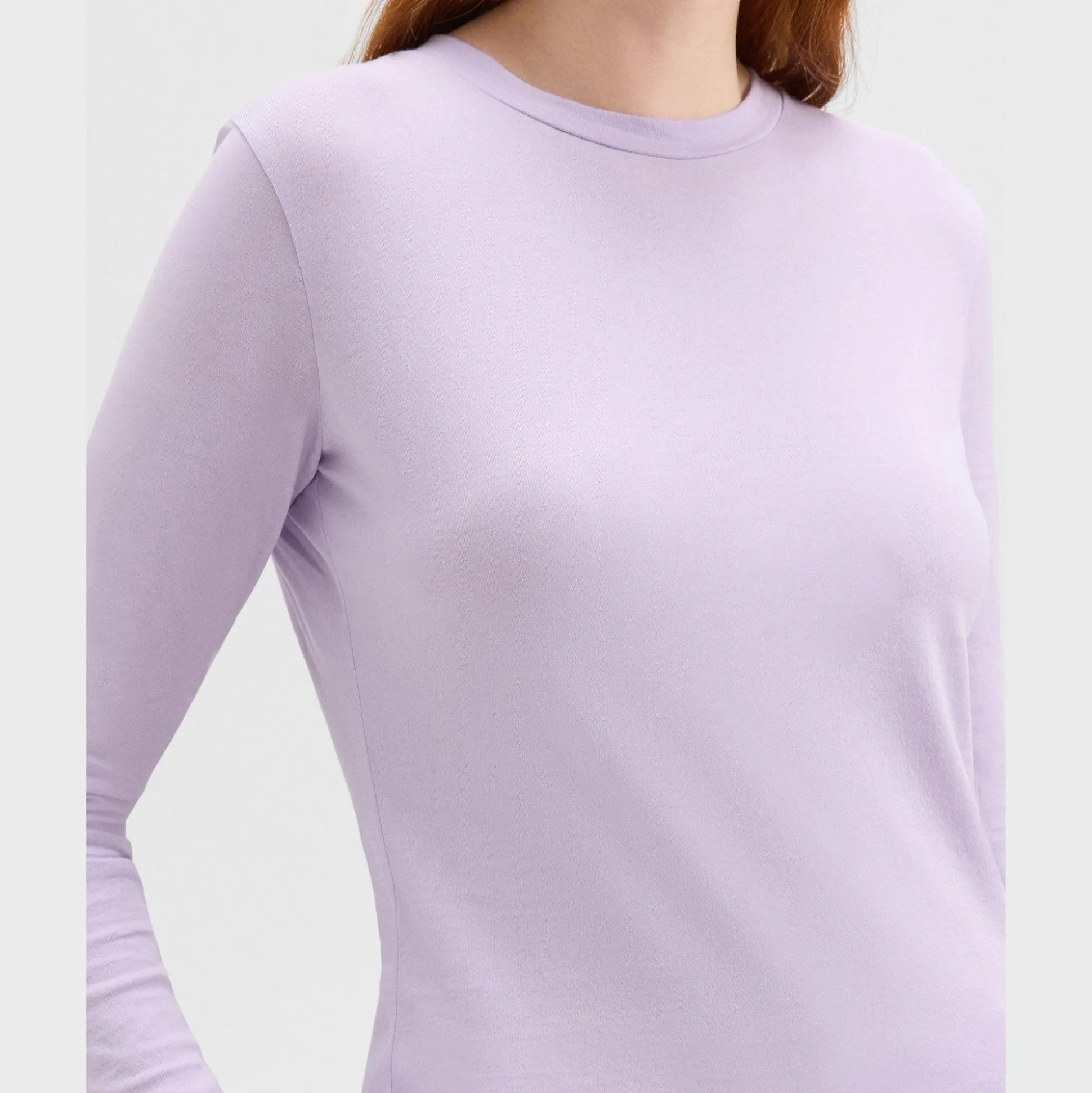 Theory Tiny Long-Sleeve Tee In Organic Cotton-Women T-Shirts