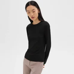 Theory Tiny Long-Sleeve Tee In Organic Cotton-Women T-Shirts