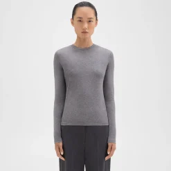 Theory Tiny Long-Sleeve Tee In Organic Cotton-Women T-Shirts