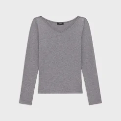 Theory Tiny Long-Sleeve Tee In Organic Cotton-Women T-Shirts
