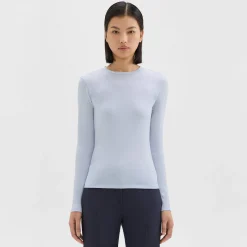 Theory Tiny Long-Sleeve Tee In Organic Cotton-Women Tops|T-Shirts