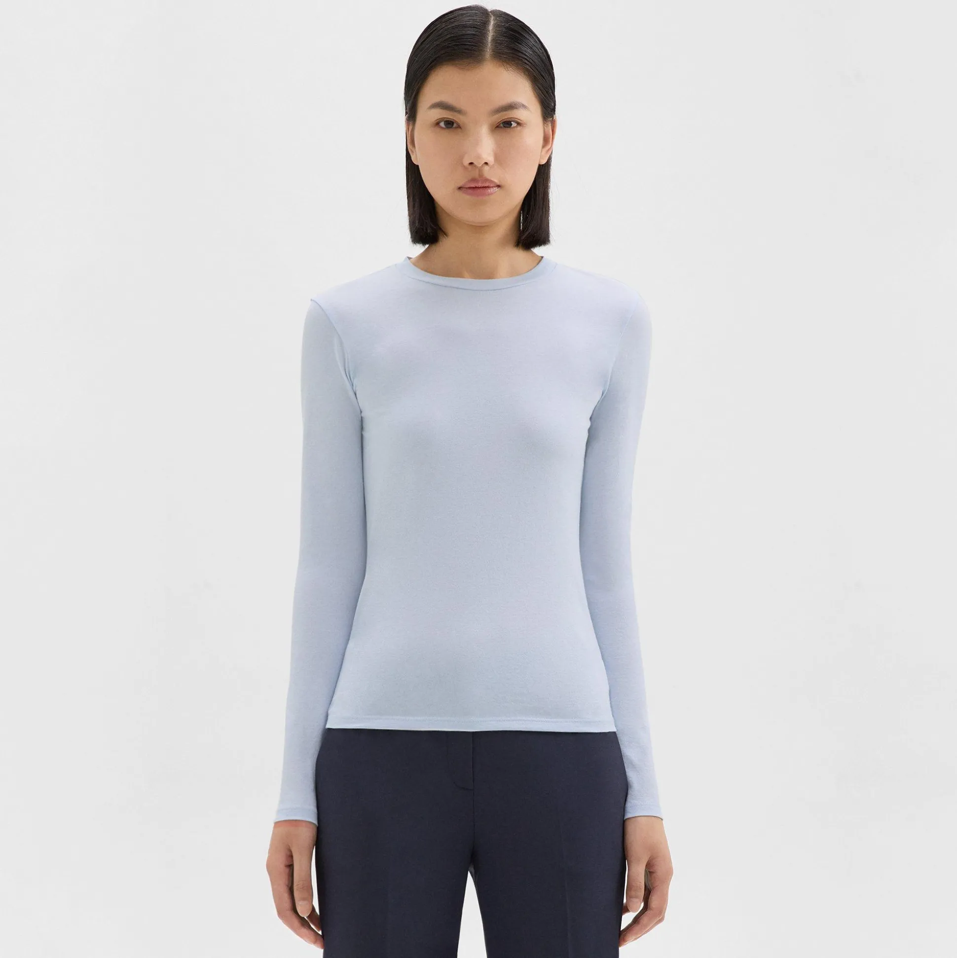 Theory Tiny Long-Sleeve Tee In Organic Cotton-Women Tops|T-Shirts