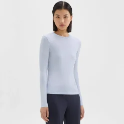 Theory Tiny Long-Sleeve Tee In Organic Cotton-Women Tops|T-Shirts
