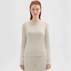 Theory Tiny Long-Sleeve Tee In Organic Cotton-Women Tops|T-Shirts