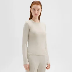 Theory Tiny Long-Sleeve Tee In Organic Cotton-Women Tops|T-Shirts