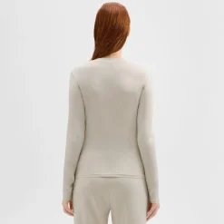 Theory Tiny Long-Sleeve Tee In Organic Cotton-Women Tops|T-Shirts