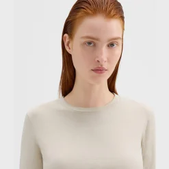 Theory Tiny Long-Sleeve Tee In Organic Cotton-Women Tops|T-Shirts