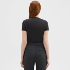 Theory Tiny Tee In Melange Wool Jersey-Women T-Shirts
