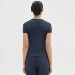 Theory Tiny Tee In Melange Wool Jersey-Women T-Shirts