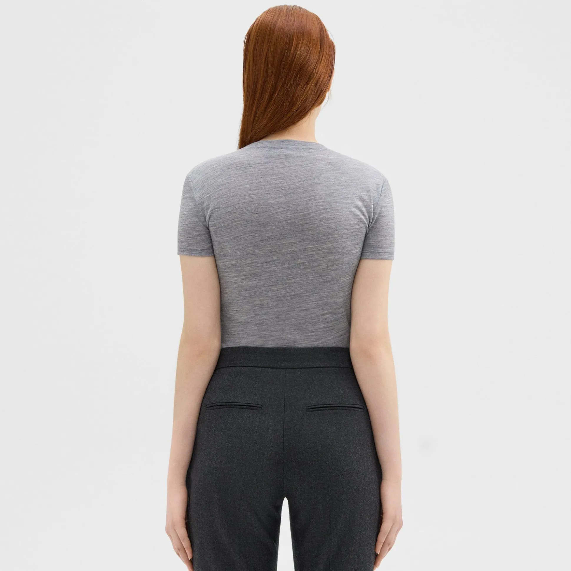 Theory Tiny Tee In Melange Wool Jersey-Women T-Shirts