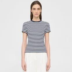 Theory Tiny Tee In Striped Organic Cotton-Women T-Shirts