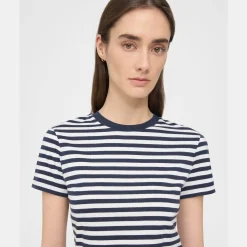 Theory Tiny Tee In Striped Organic Cotton-Women T-Shirts