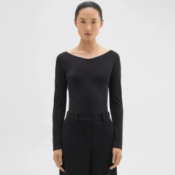 Theory Tiny V-Neck Tee In Organic Cotton-Women T-Shirts