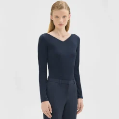 Theory Tiny V-Neck Tee In Organic Cotton-Women T-Shirts