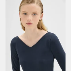 Theory Tiny V-Neck Tee In Organic Cotton-Women T-Shirts